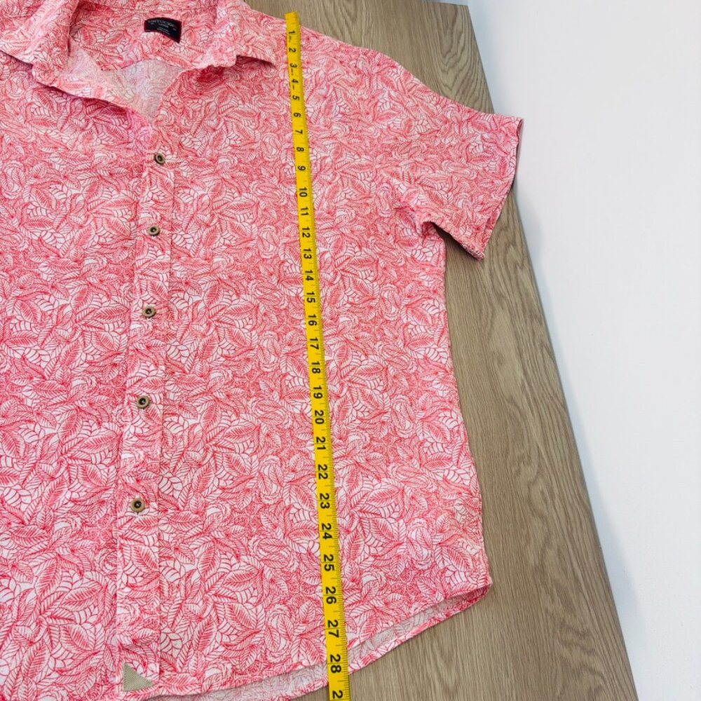UNTUCKit Hawaiian 100% Linen Shirt Red Tropical Print Short Sleeve Sz L Vacation - Picture 8 of 8